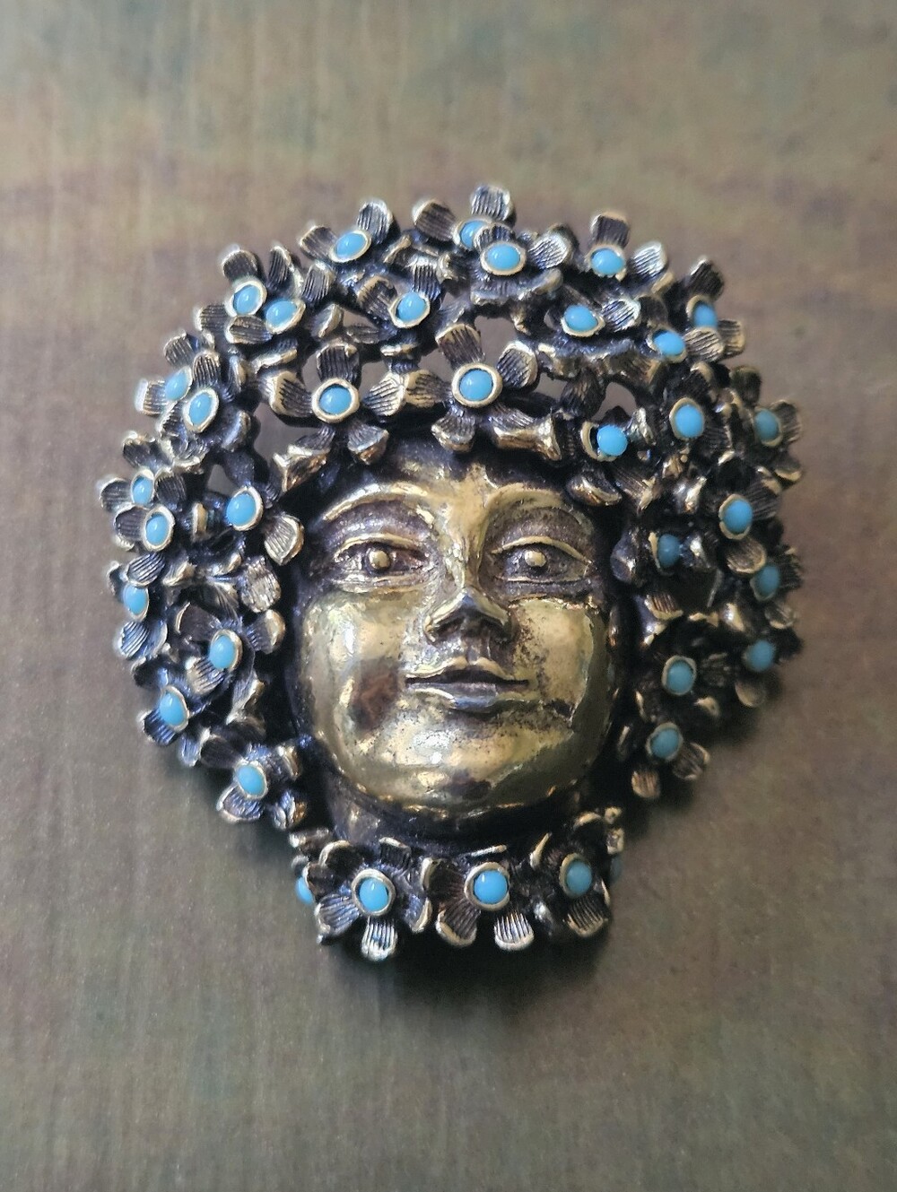 Very Rare Pauline Rader Bronze Lady Brooch.